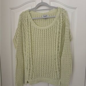 American Eagle Outfitters Green Cable Knit Crew Neck Sweater